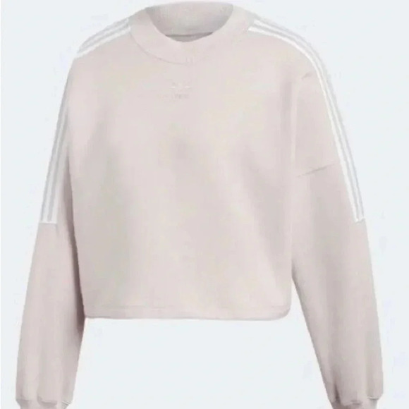 Adidas Cropped Sweatshirt Women's Small Ice Purple Embossed Emblem - Picture 3 of 9